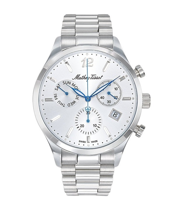 Orologio da uomo Mathey-Tissot Urban Chrono in acciaio inossidabile con quadrante argentato al quarzo H411CHAS