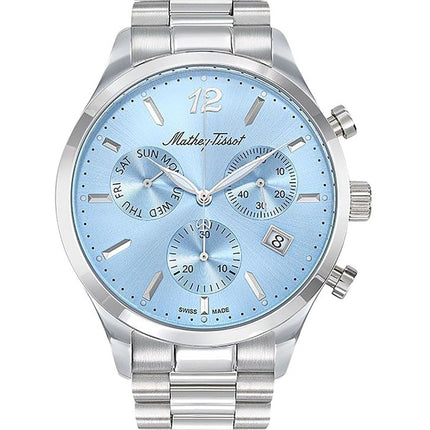 Orologio da uomo Mathey-Tissot Urban Chrono in acciaio inossidabile con quadrante blu al quarzo H411CHASKY