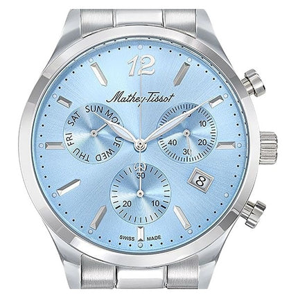 Orologio da uomo Mathey-Tissot Urban Chrono in acciaio inossidabile con quadrante blu al quarzo H411CHASKY
