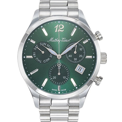 Orologio da uomo Mathey-Tissot Urban Chrono in acciaio inossidabile con quadrante verde al quarzo H411CHAV