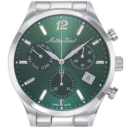 Orologio da uomo Mathey-Tissot Urban Chrono in acciaio inossidabile con quadrante verde al quarzo H411CHAV