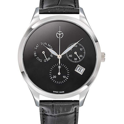 Orologio da uomo Mathey-Tissot Urban Chronograph cinturino in pelle quadrante nero al quarzo H411CHLNM