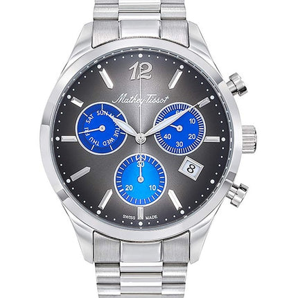 Orologio da uomo Mathey-Tissot Urban Chrono in acciaio inossidabile con quadrante nero al quarzo H411CHMB