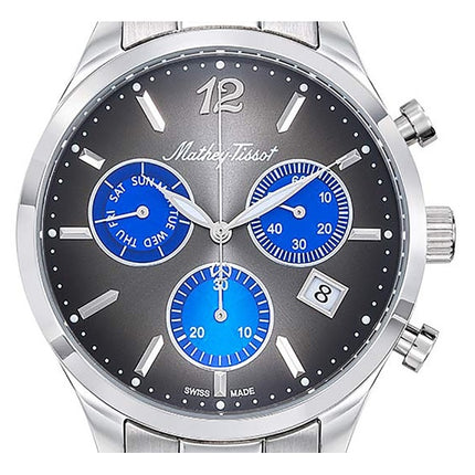 Orologio da uomo Mathey-Tissot Urban Chrono in acciaio inossidabile con quadrante nero al quarzo H411CHMB