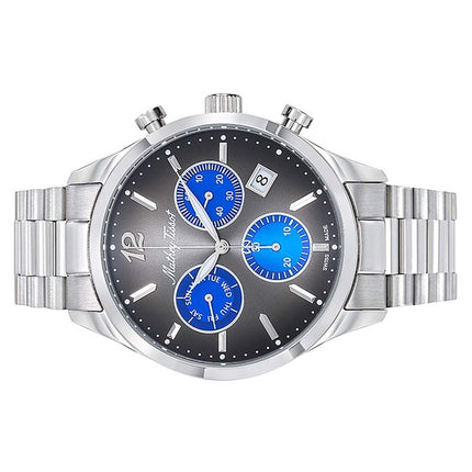 Orologio da uomo Mathey-Tissot Urban Chrono in acciaio inossidabile con quadrante nero al quarzo H411CHMB