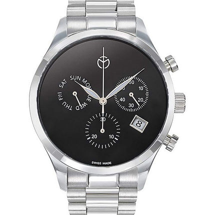 Orologio da uomo Mathey-Tissot Urban Chronograph in acciaio inossidabile con quadrante nero al quarzo H411CHNM
