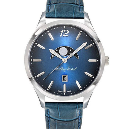Orologio da uomo Mathey-Tissot Urban Moon cinturino in pelle quadrante blu al quarzo H411LABU