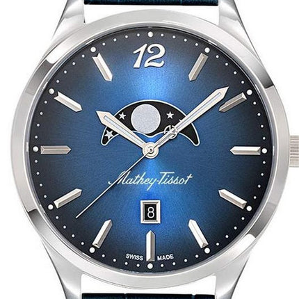 Orologio da uomo Mathey-Tissot Urban Moon cinturino in pelle quadrante blu al quarzo H411LABU