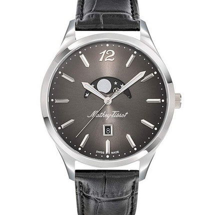 Orologio da uomo Mathey-Tissot Urban Moon cinturino in pelle quadrante nero al quarzo H411LAN