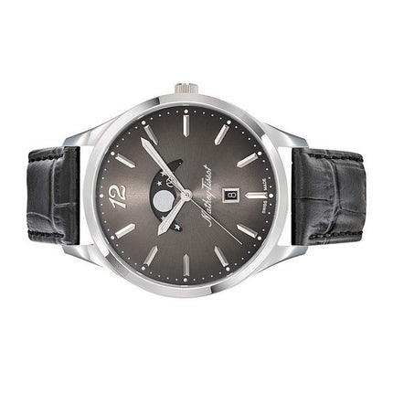 Orologio da uomo Mathey-Tissot Urban Moon cinturino in pelle quadrante nero al quarzo H411LAN