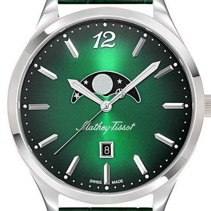 Orologio da uomo Mathey-Tissot Urban Moon cinturino in pelle quadrante verde al quarzo H411LAVM