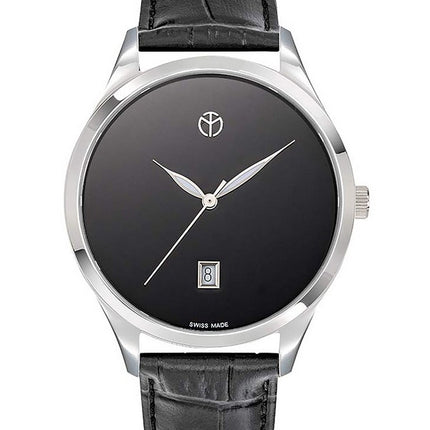 Orologio da uomo Mathey-Tissot Urban con cinturino in pelle e quadrante nero al quarzo H411NM