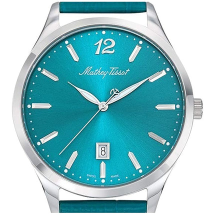 Orologio da uomo Mathey-Tissot Urban con cinturino in pelle e quadrante verde al quarzo H411PET