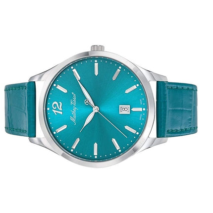 Orologio da uomo Mathey-Tissot Urban con cinturino in pelle e quadrante verde al quarzo H411PET