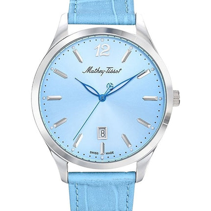 Orologio da uomo Mathey-Tissot Urban con cinturino in pelle e quadrante blu al quarzo H411SKY