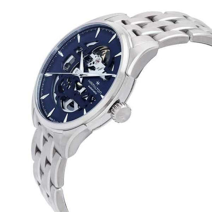 Orologio da uomo Hamilton Jazzmaster Skeleton in acciaio inossidabile con quadrante blu automatico H42535141