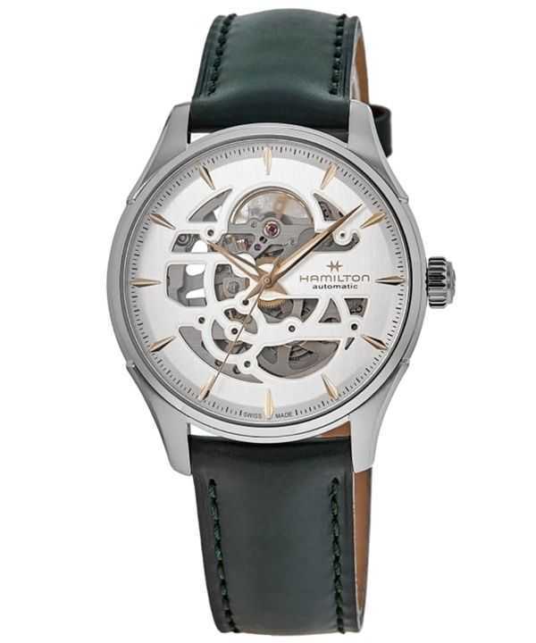 Orologio da uomo Hamilton Jazzmaster Skeleton con cinturino in pelle quadrante bianco automatico H42535810
