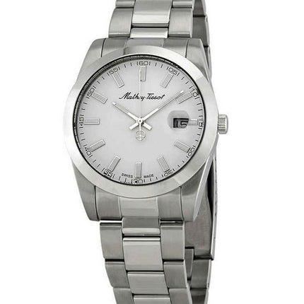 Orologio da uomo Mathey-Tissot Mathy I in acciaio inossidabile con quadrante bianco al quarzo H450AI