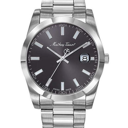 Orologio da uomo Mathey-Tissot Mathy I in acciaio inossidabile con quadrante nero al quarzo H450AN