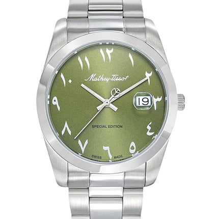 Orologio da uomo Mathey-Tissot Mathy Orient Special Edition in acciaio inossidabile con quadrante verde al quarzo H450APEV