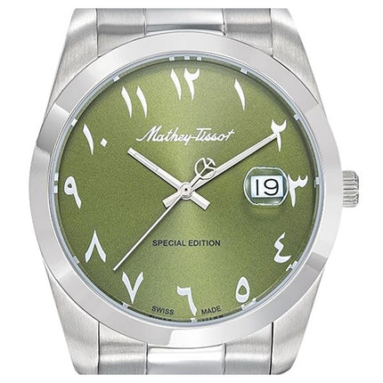 Orologio da uomo Mathey-Tissot Mathy Orient Special Edition in acciaio inossidabile con quadrante verde al quarzo H450APEV