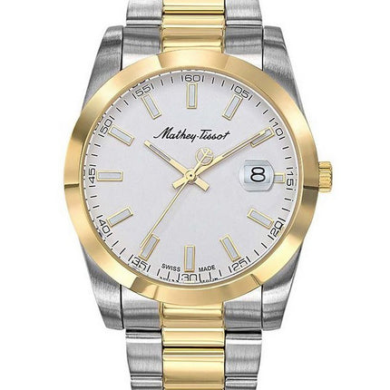 Orologio da uomo Mathey-Tissot Mathy I bicolore in acciaio inossidabile con quadrante bianco al quarzo H450BI