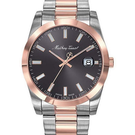 Orologio da uomo Mathey-Tissot Mathy I bicolore in acciaio inossidabile con quadrante nero al quarzo H450RN
