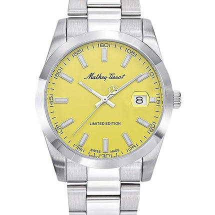 Orologio da uomo Mathey-Tissot Mathy Sunray Limited Edition in acciaio inossidabile con quadrante giallo al quarzo H451J