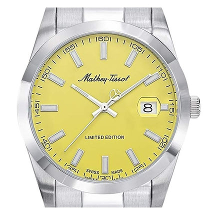 Orologio da uomo Mathey-Tissot Mathy Sunray Limited Edition in acciaio inossidabile con quadrante giallo al quarzo H451J