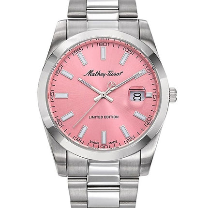 Orologio da uomo Mathey-Tissot Mathy Sunray Limited Edition in acciaio inossidabile con quadrante rosa al quarzo H451PK