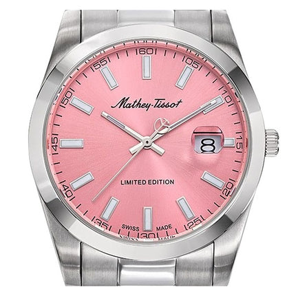 Orologio da uomo Mathey-Tissot Mathy Sunray Limited Edition in acciaio inossidabile con quadrante rosa al quarzo H451PK