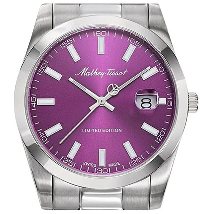 Orologio da uomo Mathey-Tissot Mathy Sunray Limited Edition in acciaio inossidabile con quadrante viola al quarzo H451PU
