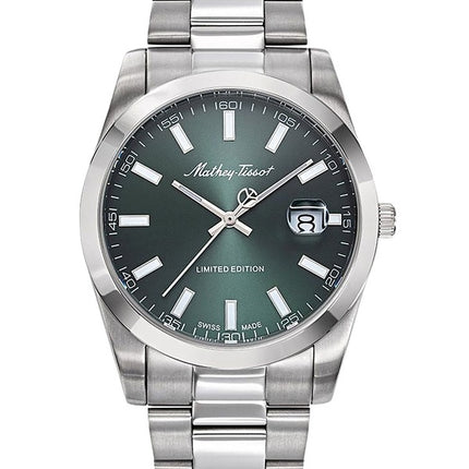Orologio da uomo Mathey-Tissot Mathy Sunray Limited Edition in acciaio inossidabile con quadrante verde al quarzo H451VE