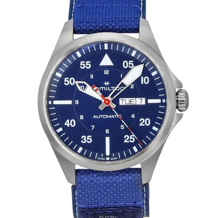 Orologio da uomo Hamilton Khaki Aviation Pilot Air-Glaciers Edition cinturino in tessuto quadrante blu automatico H64655941 100M