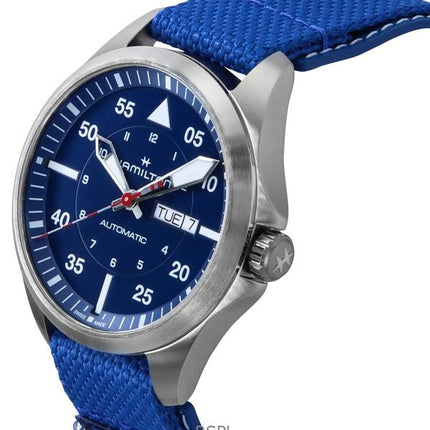 Orologio da uomo Hamilton Khaki Aviation Pilot Air-Glaciers Edition cinturino in tessuto quadrante blu automatico H64655941 100M