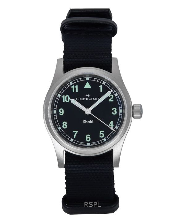 Orologio unisex Hamilton Khaki Field con cinturino in tessuto e quadrante nero al quarzo H69301430