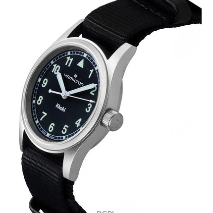 Orologio unisex Hamilton Khaki Field con cinturino in tessuto e quadrante nero al quarzo H69301430