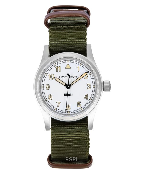 Orologio unisex Hamilton Khaki Field con cinturino in tessuto e quadrante bianco al quarzo H69301910