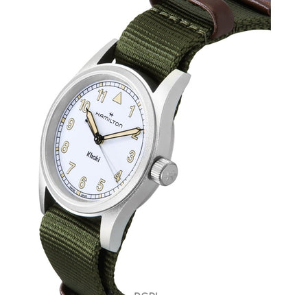 Orologio unisex Hamilton Khaki Field con cinturino in tessuto e quadrante bianco al quarzo H69301910