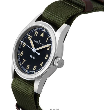 Orologio unisex Hamilton Khaki Field con cinturino in tessuto e quadrante nero al quarzo H69301930