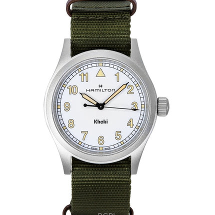 Orologio unisex Hamilton Khaki Field con cinturino in tessuto e quadrante bianco al quarzo H69401910