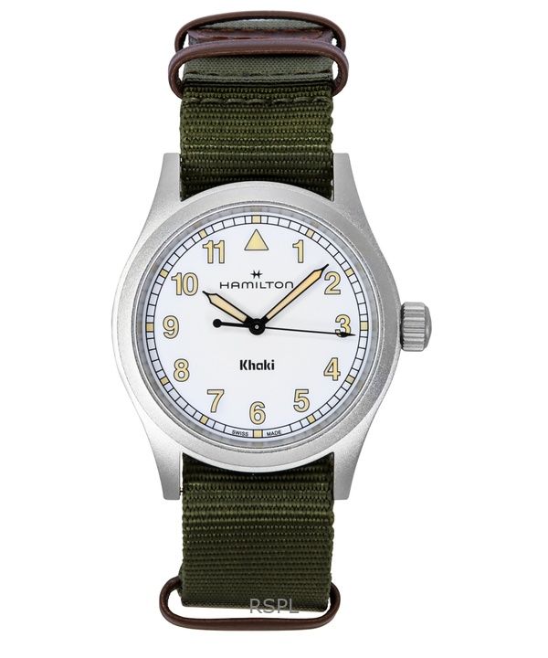 Orologio unisex Hamilton Khaki Field con cinturino in tessuto e quadrante bianco al quarzo H69401910