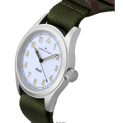 Orologio unisex Hamilton Khaki Field con cinturino in tessuto e quadrante bianco al quarzo H69401910