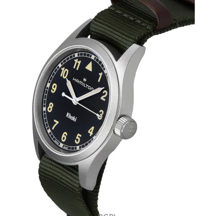 Orologio unisex Hamilton Khaki Field con cinturino in tessuto e quadrante nero al quarzo H69401930