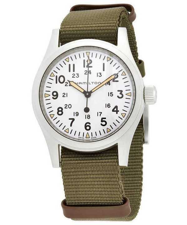 Orologio da uomo automatico Hamilton Khaki Field con quadrante bianco H69439411