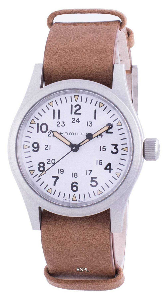 Orologio da uomo automatico Hamilton Khaki Field con quadrante bianco H69439511