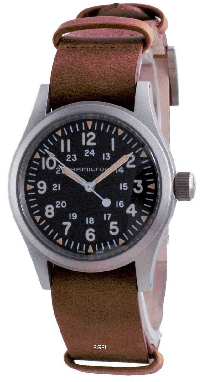 Orologio da uomo Hamilton Khaki Field con quadrante nero meccanico H69439531
