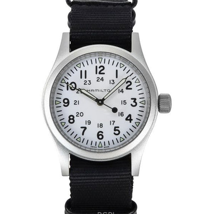 Orologio da uomo Hamilton Khaki Field con cinturino in tessuto e quadrante bianco automatico H69439910