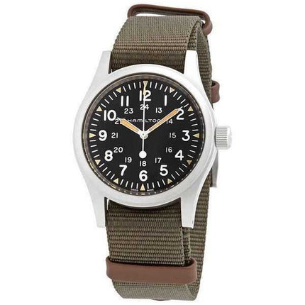 Orologio da uomo Hamilton Khaki Field Green cinturino in nylon quadrante nero meccanico H69439931