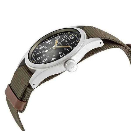 Orologio da uomo Hamilton Khaki Field Green cinturino in nylon quadrante nero meccanico H69439931